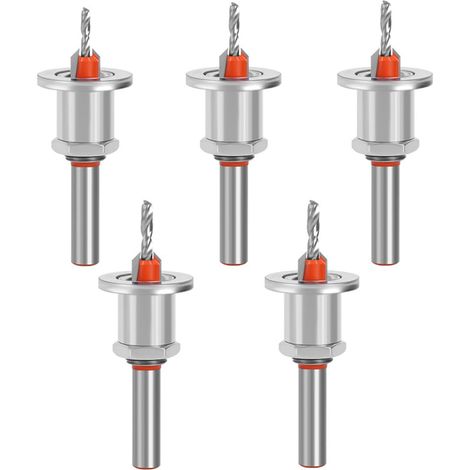 JSSEVN - Set of 5 twist drill bits for hardwood with cutter and adjustable depth stop, HSS twist drill bit with wrench (1/5)