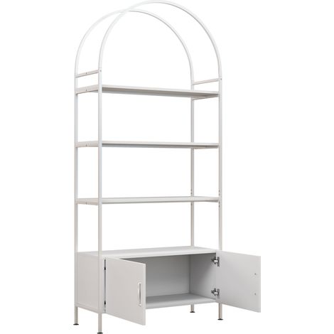 Étagère design arquée avec placard CHAVES blanche (1/5)