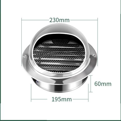 Stainless Steel Air Vent Round Grille Ventilation Cover Wall Vent Outlet, Vent Breathable Exhaust Hood Range Hood Exhaust Pipe，200mm (1/4)