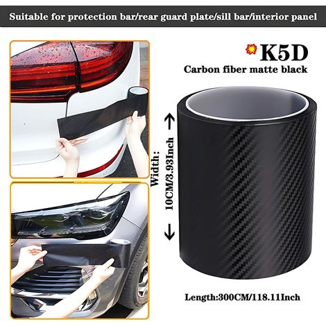 (10 cm Noir mat - 3M) Autocollants de protection transparents en fibre de carbone K5D pour portières de voiture, film protecteur anti-rayures pour seuil de coffre et de coffre (1/4)