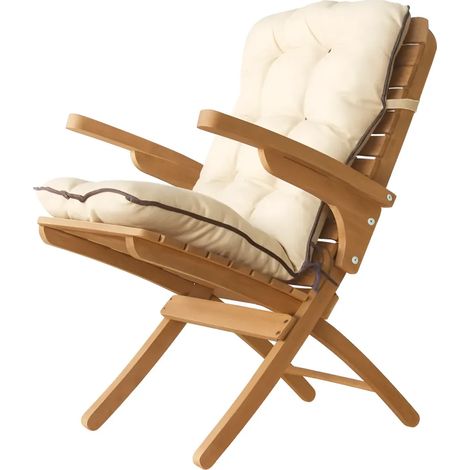 Poltroncina in Legno da Esterno con Cuscino Rimovibile Poltrona Giardino (1/4)