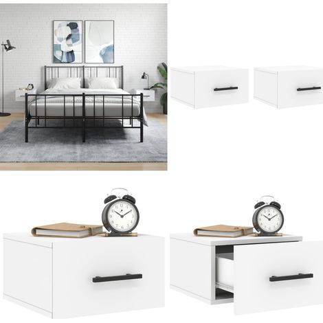 Wand-Nachttische 2 Stk. Weiß 35x35x20 cm - Wandregal - Wohnzimmerdeko - Hängeschrank - Schlafzimmermöbel - Nachtkästchen - Home & Living (1/5)