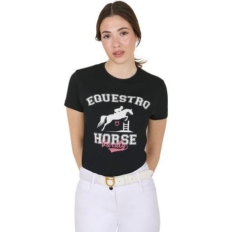 S, Bianco: T-shirt da donna slim fit a manica corta in morbido cotone con stampa (1/5)
