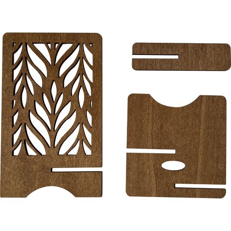 Support de téléphone rétro en bois sculpté, support de bureau créatif pour un affichage universel des téléphones portables et des tablettes. (1/5)