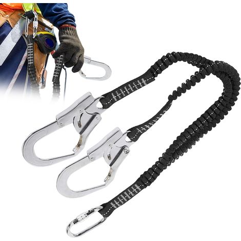 Cintura di sicurezza, 25 kN, corda doppia larga con gancio in acciaio, 23 mm, assorbimento degli urti (1/5)