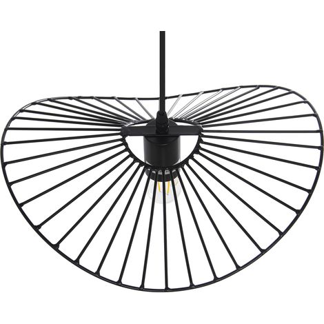 Plafonnier en métal noir 1Xe27 Max 60W, non inclus 37X32X10 Cm, câble noir 75 Cm (1/5)