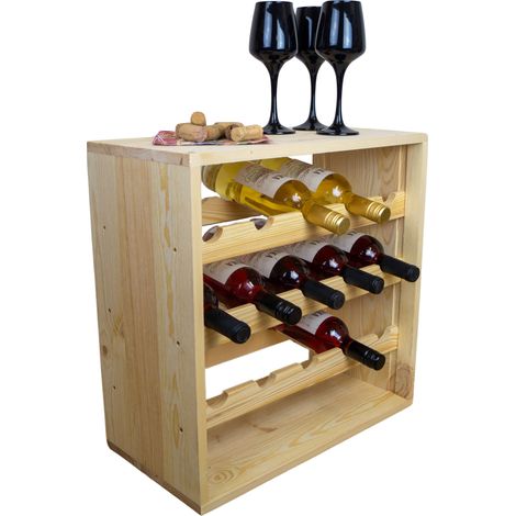Flaschenregal für 15 Flaschen in natur Weinschrank Weinständer Weinregal bodenstehend stabil auch für Gastronomie (1/5)