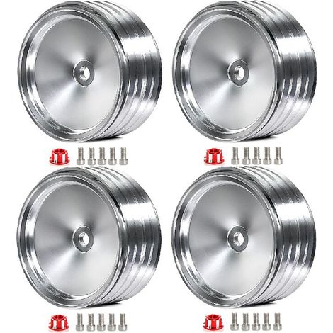 4 pezzi/set 1,9 pollici Metallo Retro Specchietto Ruota Mozzo per SCX10-4 RC Accessori Universali Modifica Auto Argento B