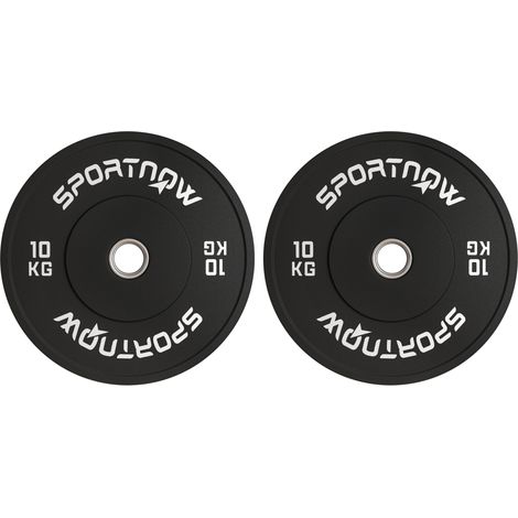 Juego de 2 discos de pesas de 10 kg para barra, orificio Ø 50 mm, negro (1/5)