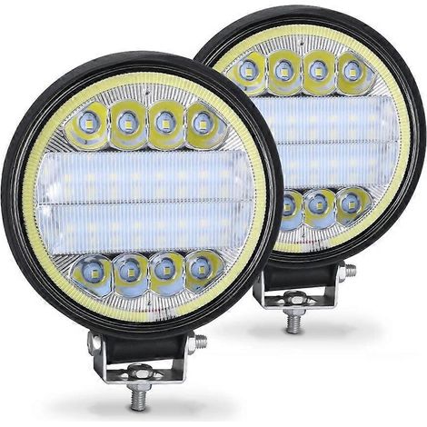 Barre lumineuse de travail LED 72W 24 barres carrées et rondes avec projecteur et feux de jour pour voiture 4x4, SUV, VTT, camion, excavatrice, blanc ambre, 2 x 72W (.134) (1/5)