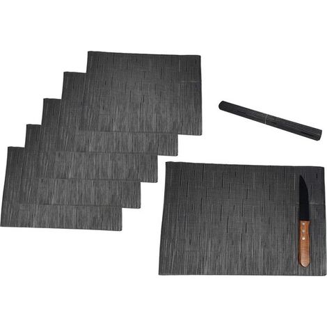 6er-Set Platzsets 45 x 30 cm in Anthrazit – pflegeleicht, abwaschbar und hitzebeständig – Platzset/Tischunterlage (1/2)