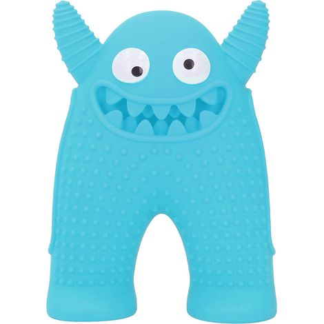 Jouet à mâcher pour chien en silicone, résistant aux morsures, brosse dentaire, son couineur, jouet de dentition pour chiots, bleu (1/5)