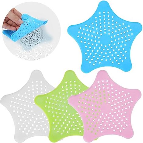 CCYKXA 4 Pcs Universal Silicone Sink Strainers, High Quality Sink Strainers for Kitchen, Sinks, Bathroom, Bathtub Hair Catcher, Shower Hair Filters, Practical Drain Grids (1/5)