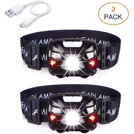 Lampada frontale a LED ricaricabile tramite USB, potente torcia frontale con 400 lm, 8 modalità di illuminazione, impermeabile IPX4, sensore di movimento per pesca, campeggio, escursionismo, ciclismo, (1/5)
