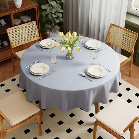 Runde Tischdecke Ø180cm Grau Polyester Abwaschbar Kratzfest Fleckschutz Outdoor