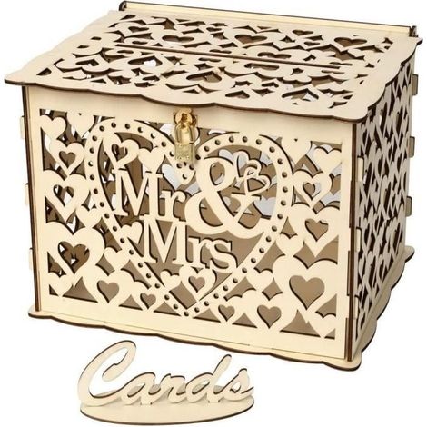 BoîteàCartesdeMariage avec Serrure Urne Mariage en Bois Boîte de Décoration de Mariage [454] (1/4)