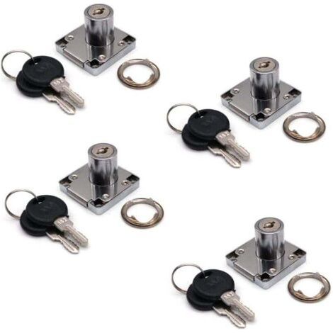 Pair Set mit 4 Schrank- und Schubladenschlössern mit 2 Schlüsseln, Möbelschließzylinder, Nockenschloss aus Zinklegierung für Türen, Schränke, Schubladen, Briefkästen (22 mm)