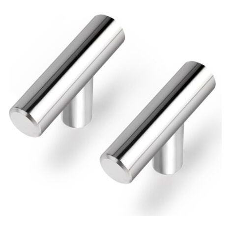 10 - Pack tiroirs 2 pouces, acier inoxydable, armoire chromée polie, trou unique, poignée ronde en T, quincaillerie de meubles (1/5)