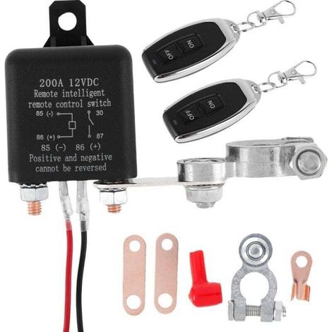 Circuit Batterie 12v, DC 12v 200a Coupe Batterie Voiture, Coupe Batterie Distance, Coupe Circuit Voiture, Coupe Circuit Batterie Voiture pour Voiture, Rv, Camion -2 PCS Télécommande Anti