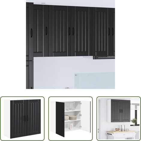 Küchenwandschrank - Küchenschrank Schwarz 80 x 31 x 80 cm Holzwerkstoff (1/5)