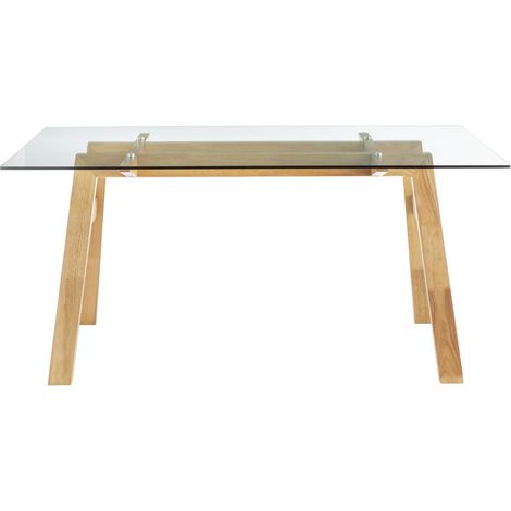 Tavolo da pranzo di design in vetro trasparente e legno L160 cm BACCO
