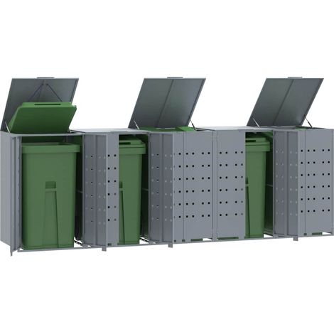 Mülltonnenbox für 5 Tonnen Grau 345x79x117 cm Stahl