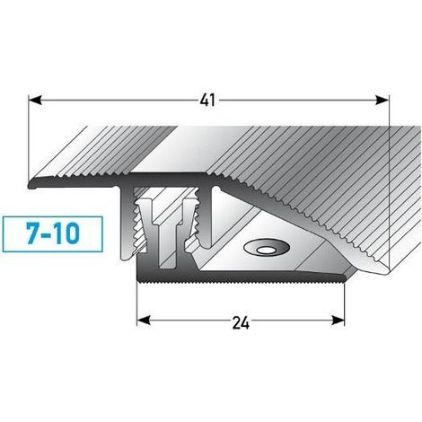 Klick-Ausgleichsprofil / Anpassungsprofil "Toronto" Höhe 7 - 10 mm, 41 mm breit, 2-teilig, Aluminium eloxiert-Edelstahloptik-1000 (1/2)