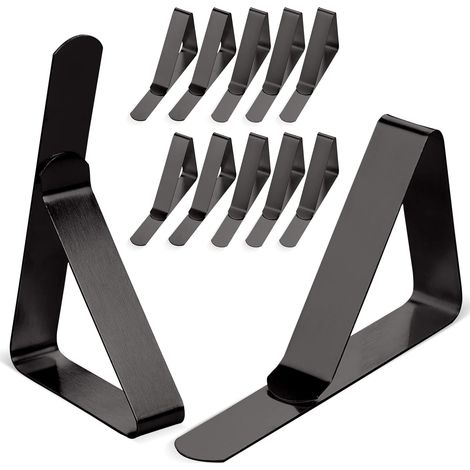 Confezione da 12 clip da tavolo in acciaio inossidabile nero antiruggine per tavoli da 4,5 cm (1/5)