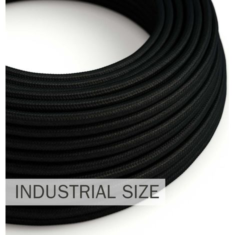 Creative-Cables Cavo elettrico in tessuto, Sezione 3x1,50, 50 m, Nero RM04, Rotondo effetto seta