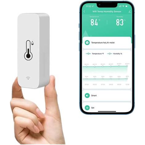 Capteur hygromètre thermomètre WiFi –Moniteur de température et d'humidité sans fil –Compatible avec Alexa et Google Home –Autonomie 1 an (1/5)