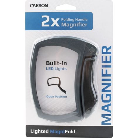 Carson MagniFold Lente d’ingrandimento 2x con luce led e manico ripiegabile (1/4)