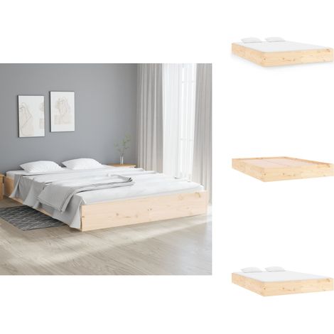 Cadre de lit sans matelas bois massif 140x200 cm - Cadre De Lit - Lit Double - Bois Massif - Lit Design - Chambre À Coucher (1/5)