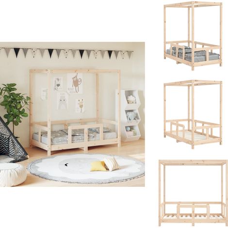 Cadre de lit pour enfant 70x140 cm bois de pin massif - Lit Bébé - Lit Enfant - Lit Design - Bois De Pin - Cadre De Lit (1/5)