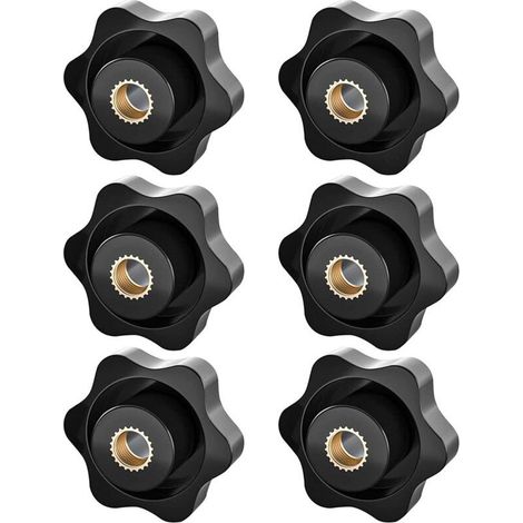 Bouton de Serrage M8, Ecrou Étoile, Bouton de Serrage à Filetage Moleté, Écrou De Serrage M8, Étoile Tête Écrous De Serrage Bouton,pour les Mécaniques, Mobilier, Équipements Électroniques, 6 Pack (1/5)