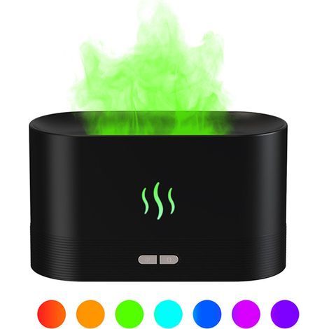 Diffuseur arômes flamme colorée 701A noir + 10 flacons huiles essentielles, déco (1/5)