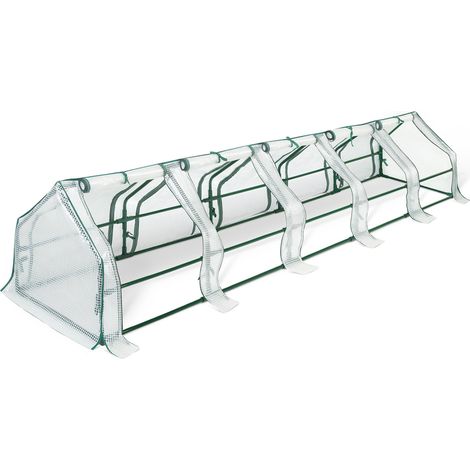 Idmarket – Serre châssis de jardin spéciale forçage 300 cm – Bâche armée blanche 130 gr/m² – Structure métal 16 mm – 10 fenêtres zippées