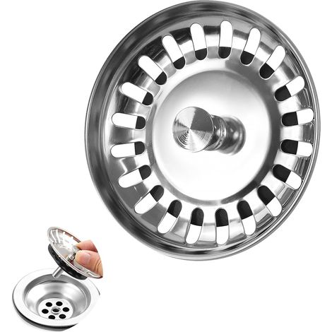 Bouchon d'évier de cuisine, filtre universel en acier inoxydable de 79 mm de diamètre, filtre d'évier de cuisine, crépine de cuisine (1/5)