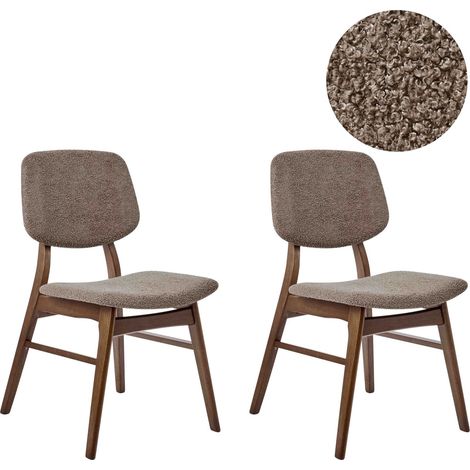 Esszimmerstuhl 2er Set ELAINE Holz Dunkelbraun / Taupe