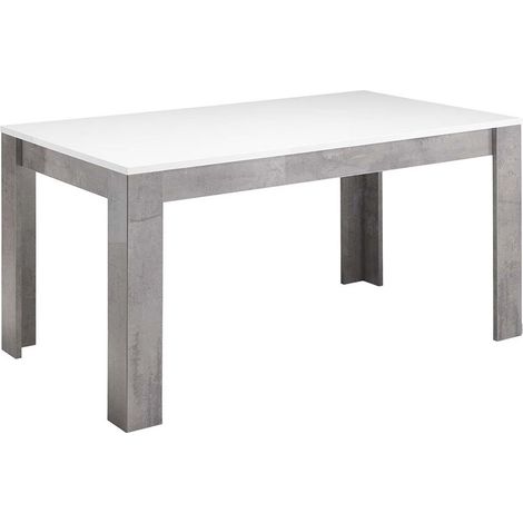 CLARK - Table de Repas Rectangulaire 160x90cm Laquée Blanc et Marbre (1/3)