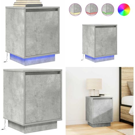 vidaXL Nachttisch mit LED-Leuchten Betongrau 38x34x50 cm (1/5)