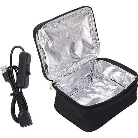 Sac isotherme portable avec chauffage USB, boîte à déjeuner chauffante en aluminium, double méthode de réchauffage, four micro-ondes nomade pour repas (1/5)
