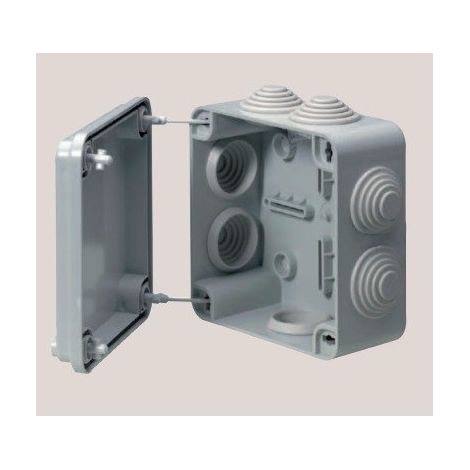 Boite de dérivation 105x105x55mm grise saillie étanche IP55 7 entrées SIBOX SIB ADR P03404 (1/2)