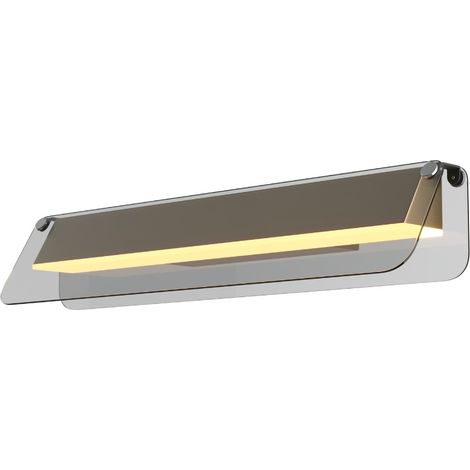Maytoni Flat Lampada da parete moderna a LED integrata da 43 cm, nera e ottone, 3000K, 1150 lm, paralume grigio (1/5)