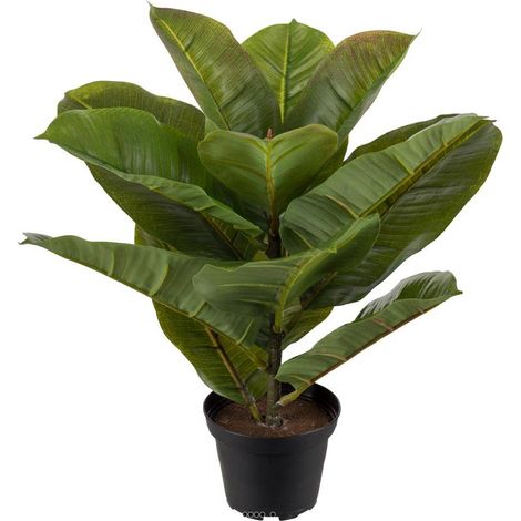 Ficus robusta artificiel en pot, H 30 cm, D 27 cm