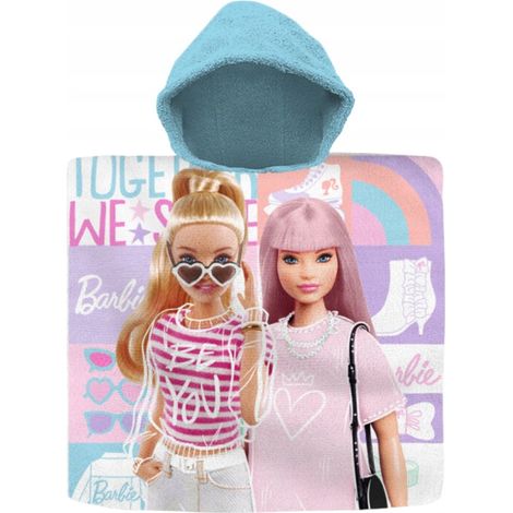 Poncho con capucha de Barbie, toalla infantil de algodón para piscina y playa. (1/2)