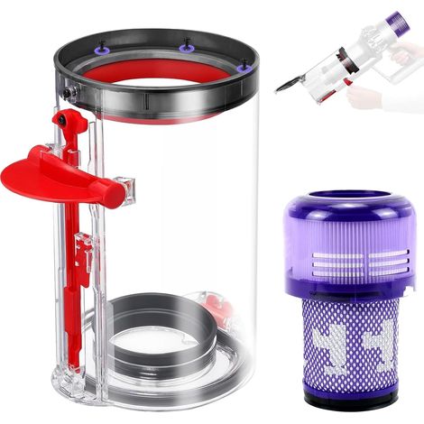 Bac à Poussière Transparent avec Filtre HEPA pour Dyson V11 V15 SV14 SV17, Réservoir Collecteur Accessoires de Rechange pour Dyson SV22 SV15 SV28 Pièces Détachées 970013-02 970013-03