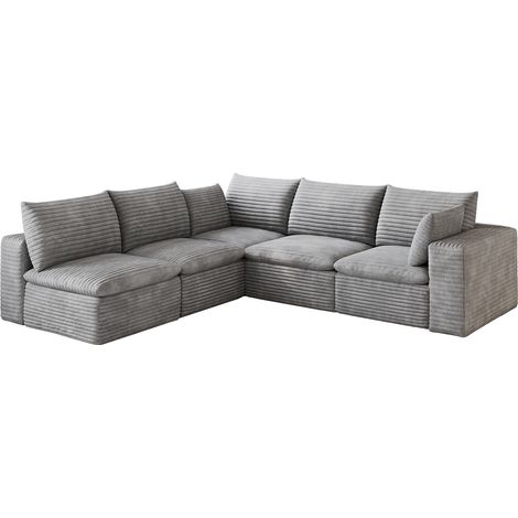 ELVMI Sofá modular con Estructura de espuma, Diseño modular y Cojines desmontables, en Tela, Gris (1/4)