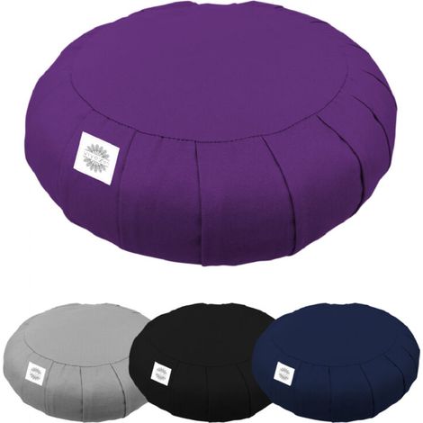Pouf, zafu, coussin de méditation, yoga - Rond - 38 x 38 x 13 cm - Prune - (1/5)