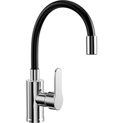 Rubinetto da cucina con beccuccio flessibile, rubinetto da cucina nero, girevole a 360°, rubinetto da cucina flessibile