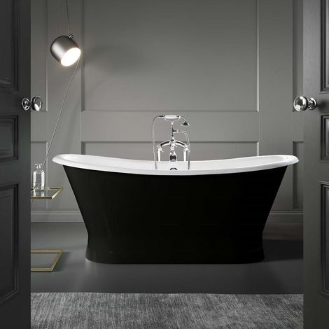 Freistehende Gusseisen Badewanne COVENTRY schwarz  170